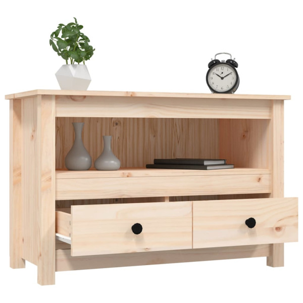 Mueble de TV de madera maciza de pino 79x35x52 cm M 5