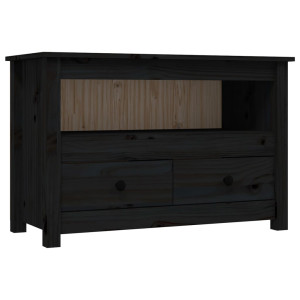 Mueble de TV de madera maciza de pino negro 79x35x52 cm H