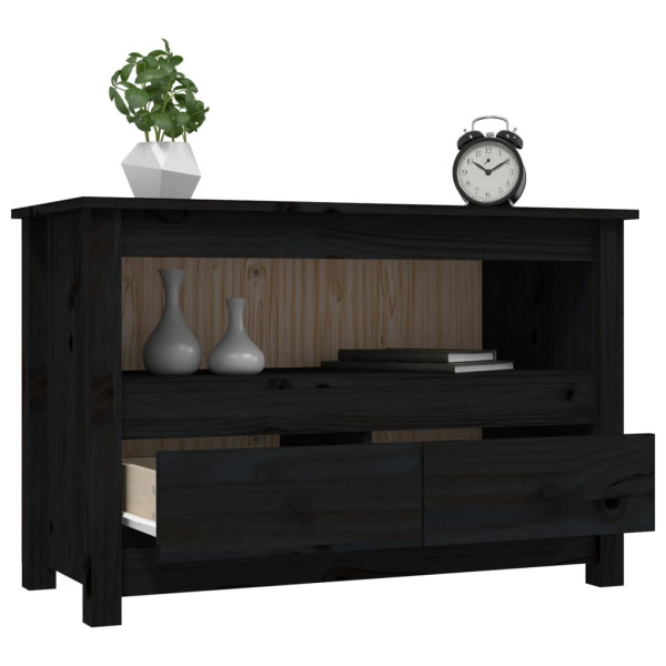 Mueble de TV de madera maciza de pino negro 79x35x52 cm M 5