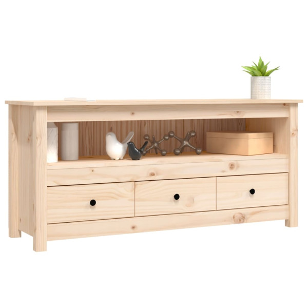 Mueble de TV de madera maciza de pino 114x35x52 cm M 4