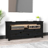 Mueble de TV de madera maciza de pino negro 114x35x52 cm 1