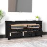 Mueble de TV de madera maciza de pino negro 114x35x52 cm 3