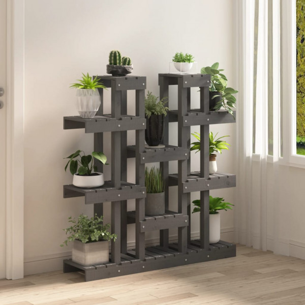 Soporte para plantas madera maciza pino gris 104.5x25x109.5 cm M 3