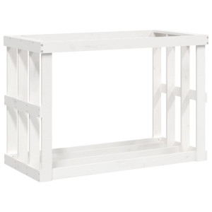 Soporte para leña de exterior madera pino blanco 108x52x74 cm H