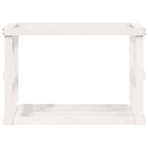 Suporte de lenha p/ exterior 108x52x74 cm pinho maciço branco M 5