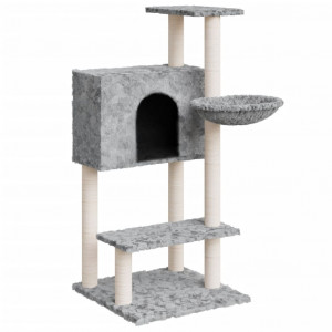 Rascador para gatos con postes de sisal gris claro 108.5 cm H