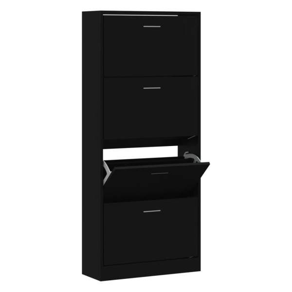 Mueble zapatero madera contrachapada negro 63x24x147 cm M 2