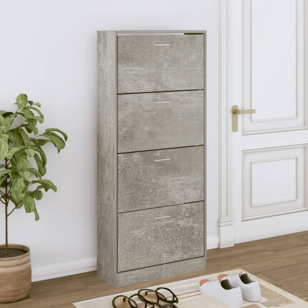 Mueble zapatero madera contrachapada gris hormigón 63x24x147 cm D
