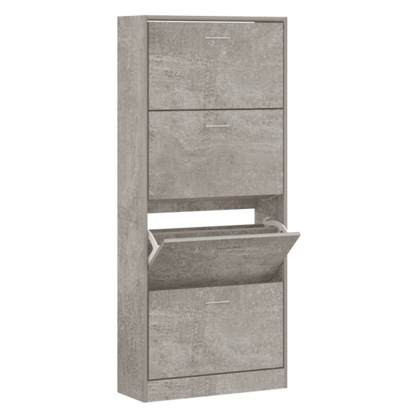 Mueble zapatero madera contrachapada gris hormigón 63x24x147 cm M 2