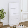 Mueble zapatero madera contrachapada blanco brillo 63x24x147 cm 1