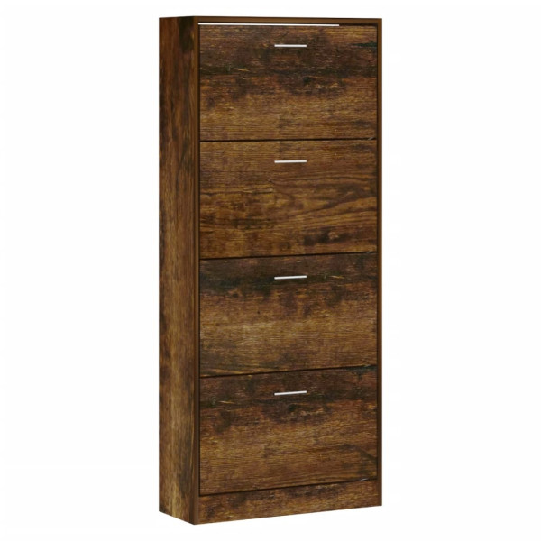 Mueble zapatero madera contrachapada roble ahumado 63x24x147 cm M 3