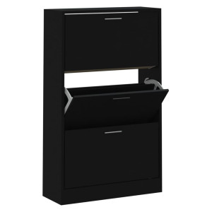 Mueble zapatero madera contrachapada negro 63x24x103 cm H