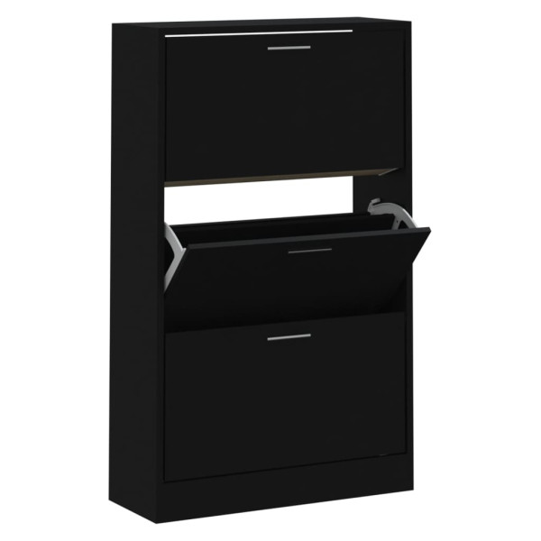 Mueble zapatero madera contrachapada negro 63x24x103 cm M 2