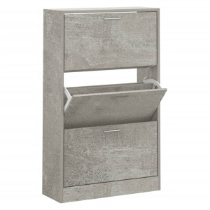 Mueble zapatero madera contrachapada gris hormigón 63x24x103 cm H