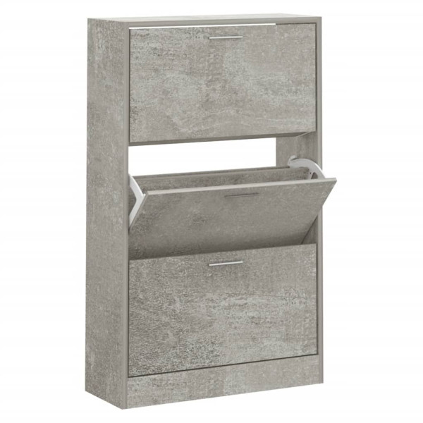 Mueble zapatero madera contrachapada gris hormigón 63x24x103 cm M 2