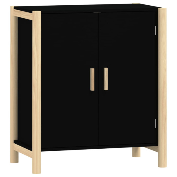 Aparador de madera contrachapada negro 62x38x70 cm M 2