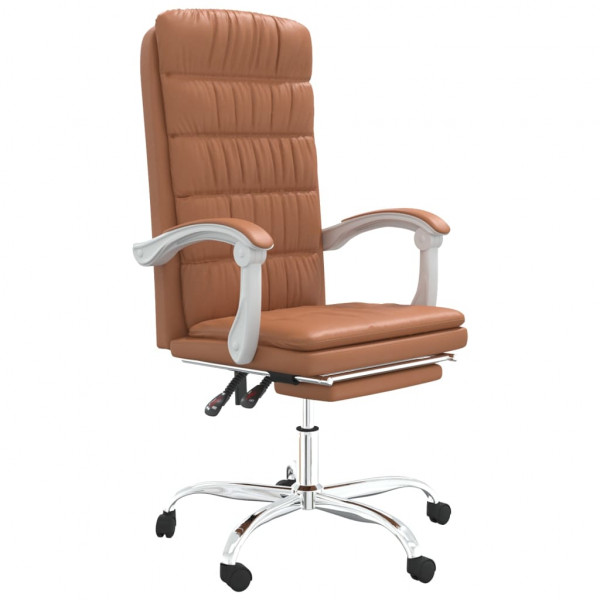 Silla de oficina reclinable cuero sintético marrón M 2