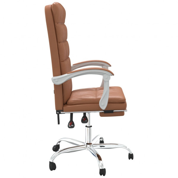 Silla de oficina reclinable cuero sintético marrón M 4