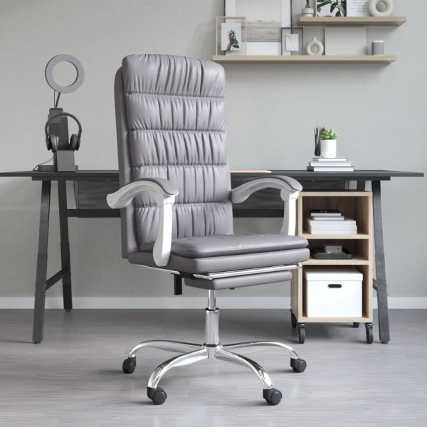 Silla de oficina reclinable cuero sintético gris D