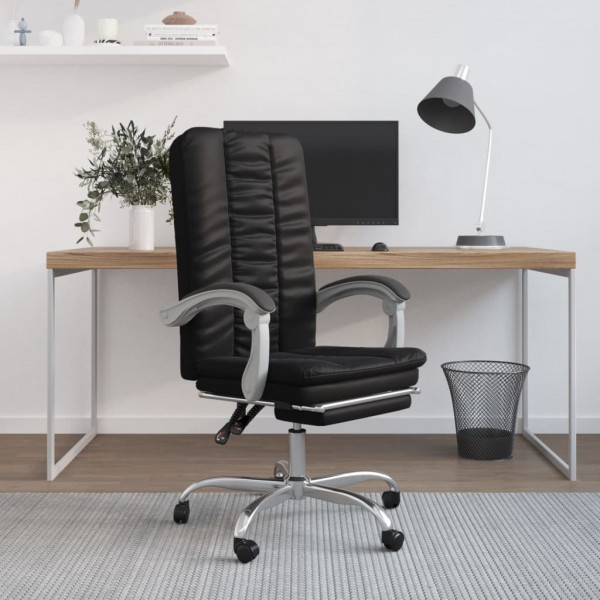 Silla de oficina reclinable cuero sintético negro D