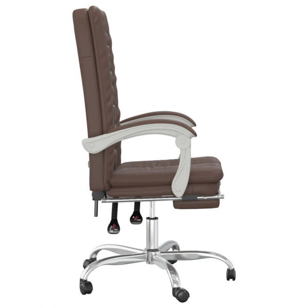 Silla de oficina reclinable cuero sintético marrón M 4