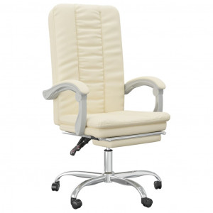 Silla de oficina reclinable cuero sintético crema H