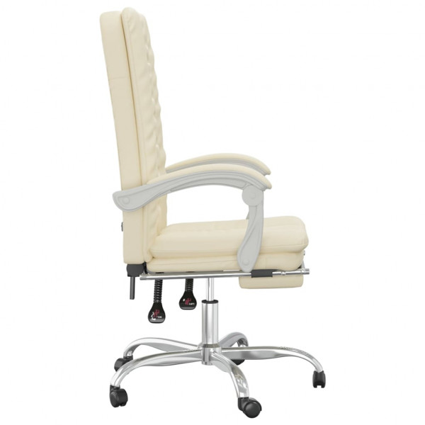 Silla de oficina reclinable cuero sintético crema M 4