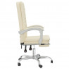 Silla de oficina reclinable cuero sintético crema 4