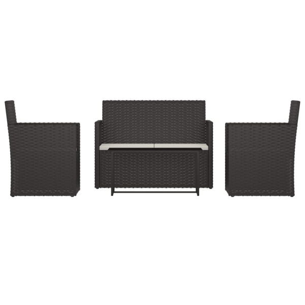4 pcs conjunto lounge de exterior c/ almofadões vime PE preto M 2