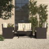 4 pcs conjunto lounge de exterior c/ almofadões vime PE preto 1
