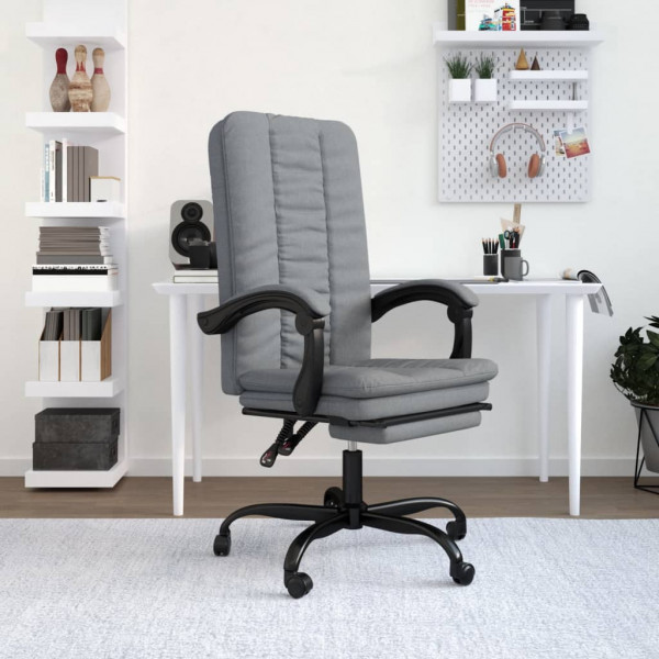 Silla de oficina reclinable de tela gris claro D