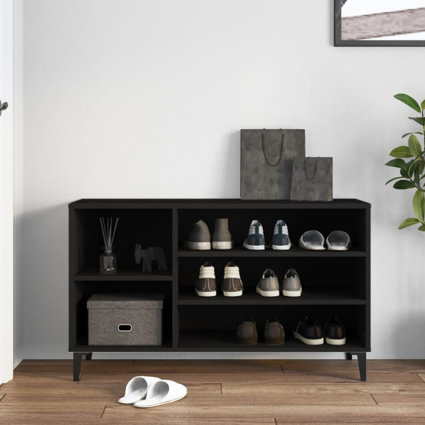 Mueble zapatero madera contrachapada negro 102x36x60 cm M 3