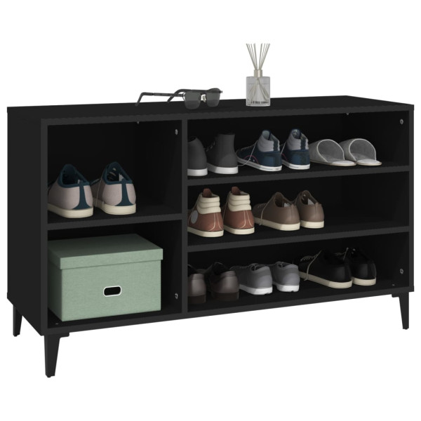 Mueble zapatero madera contrachapada negro 102x36x60 cm M 4