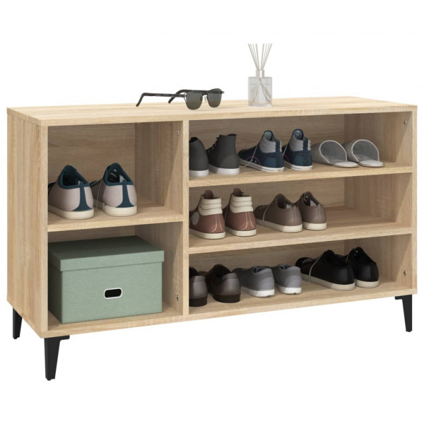 Mueble zapatero madera contrachapada roble Sonoma 102x36x60 cm M 4