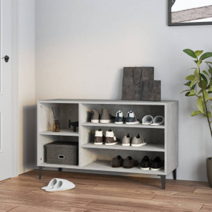Mueble zapatero madera contrachapada gris hormigón 102x36x60 cm H