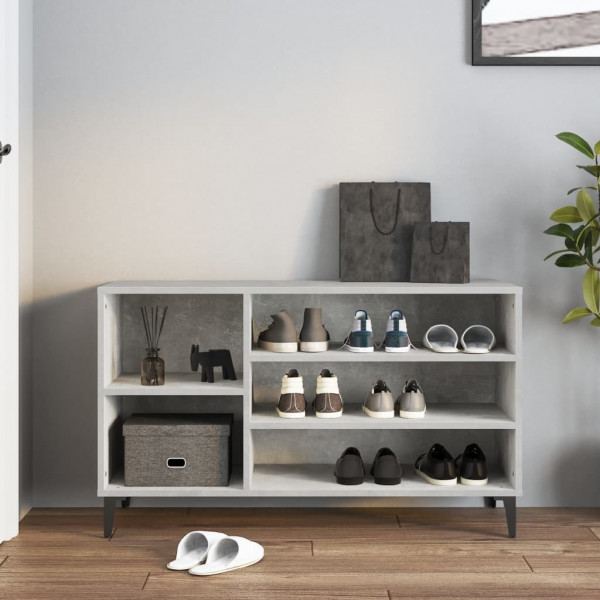 Mueble zapatero madera contrachapada gris hormigón 102x36x60 cm M 3