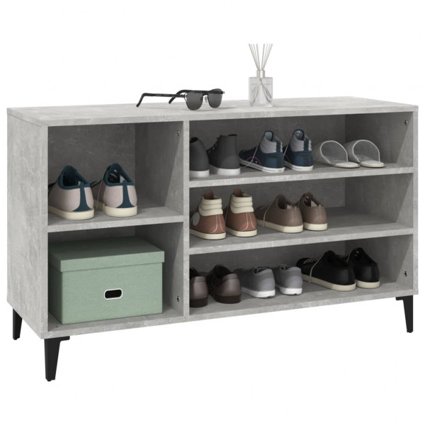 Mueble zapatero madera contrachapada gris hormigón 102x36x60 cm M 4