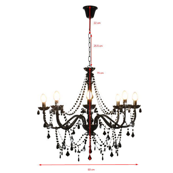Lustre com contas lâmpadas 8 x E14 branco M 6