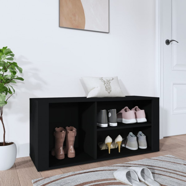 Mueble zapatero madera contrachapada negro 100x35x45 cm D