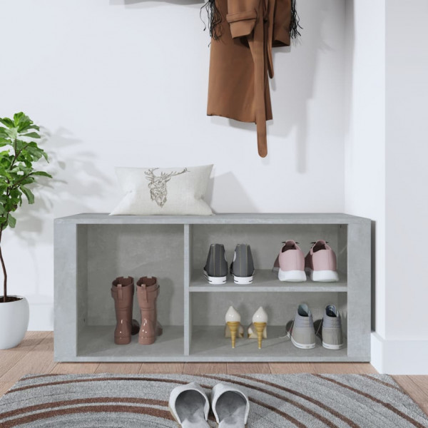 Mueble zapatero madera contrachapada gris hormigón 100x35x45 cm M 3