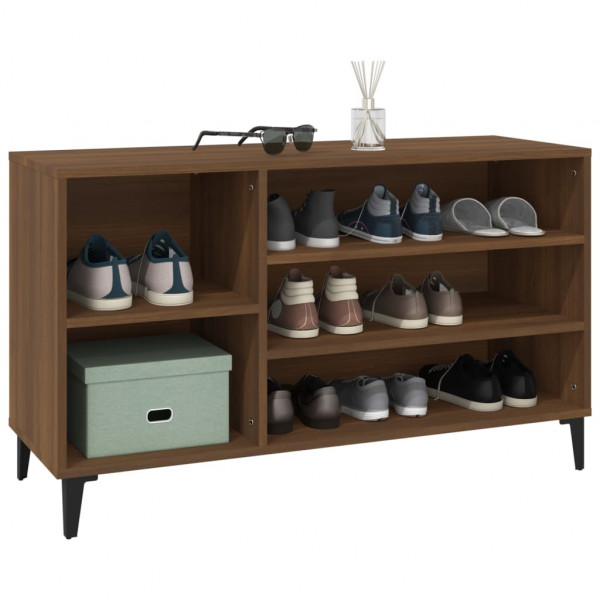 Mueble zapatero madera contrachapada roble marrón 102x36x60 cm M 4
