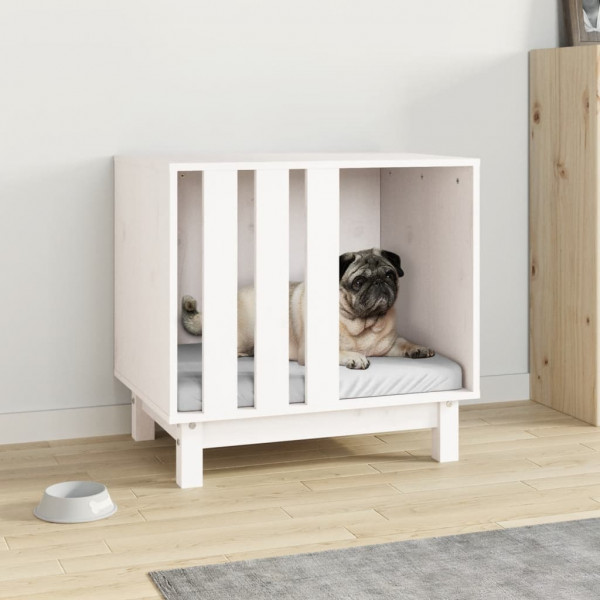 Caseta para perros madera maciza de pino blanco 60x45x57 cm D