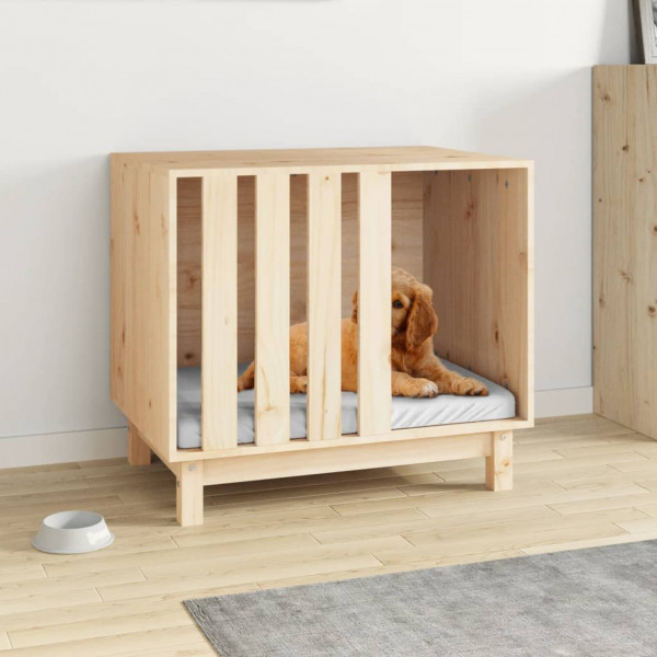 Caseta para perros madera maciza de pino 70x50x62 cm D