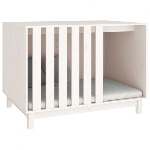 Cama para perros madera maciza de pino blanco 100x70x72 cm M 4