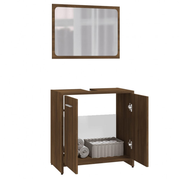 Set de muebles de baño madera contrachapada marrón roble M 4