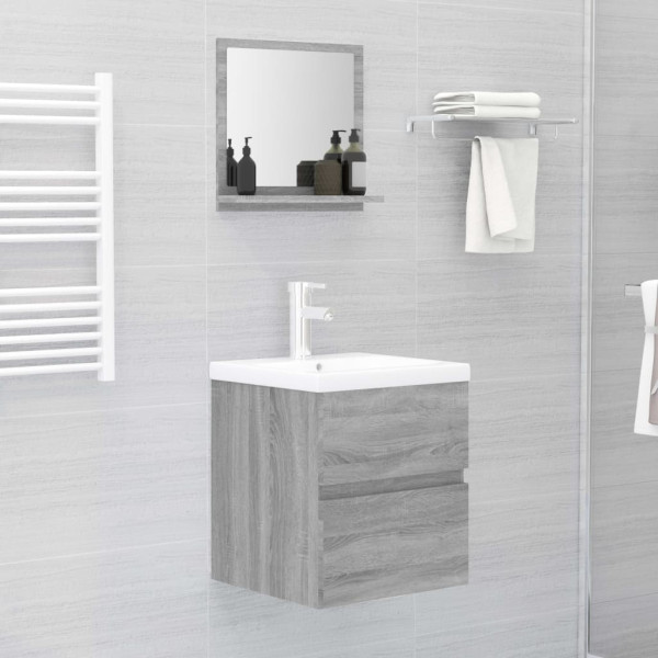 Espejo de baño madera contrachapada gris Sonoma 40x10.5x37 cm M 5