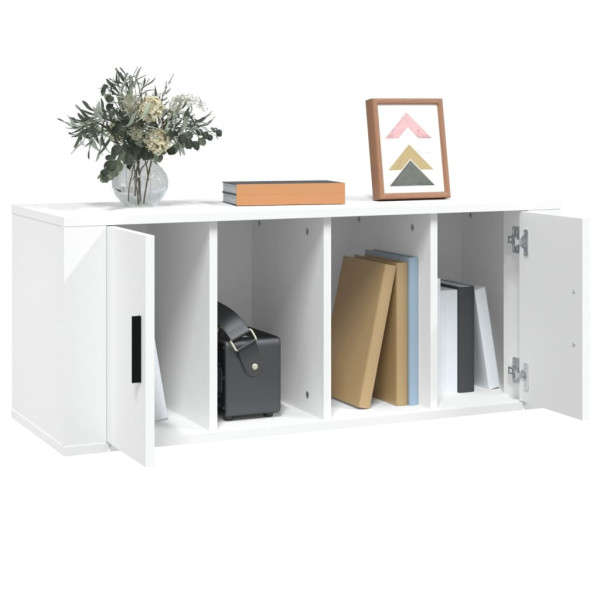 Mueble para TV madera contrachapada blanco 100x35x40 cm M 4
