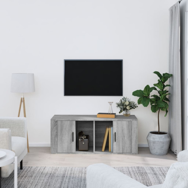 Mueble de TV madera contrachapada gris Sonoma 100x35x40 cm D