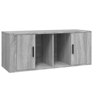 Mueble de TV madera contrachapada gris Sonoma 100x35x40 cm H