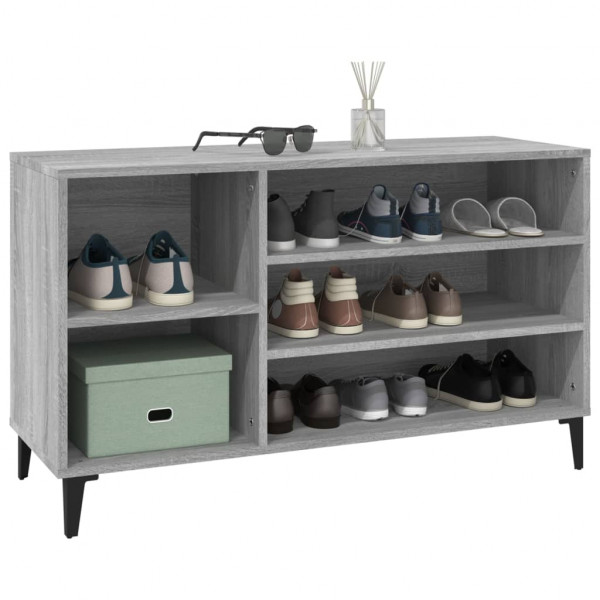 Mueble zapatero madera contrachapada gris Sonoma 102x36x60 cm M 4